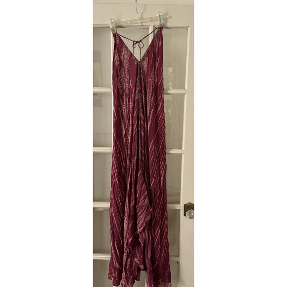 Backless Maxi Halter Dress Women's Large Tie Dye Pink Hi Low Beach Boho - Picture 1 of 10